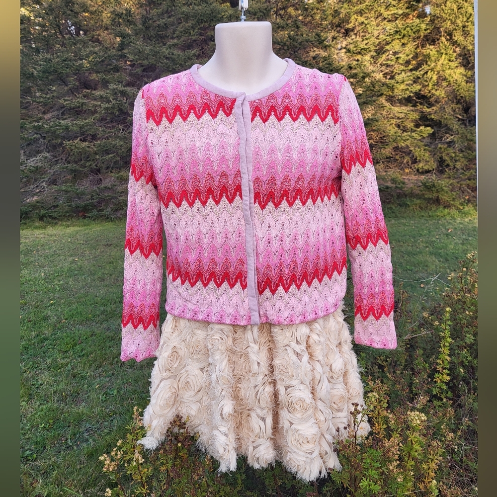 "Barbie's Sweater" Genuine Barbie Branded HM Pink and Red Zigzag Cardigan